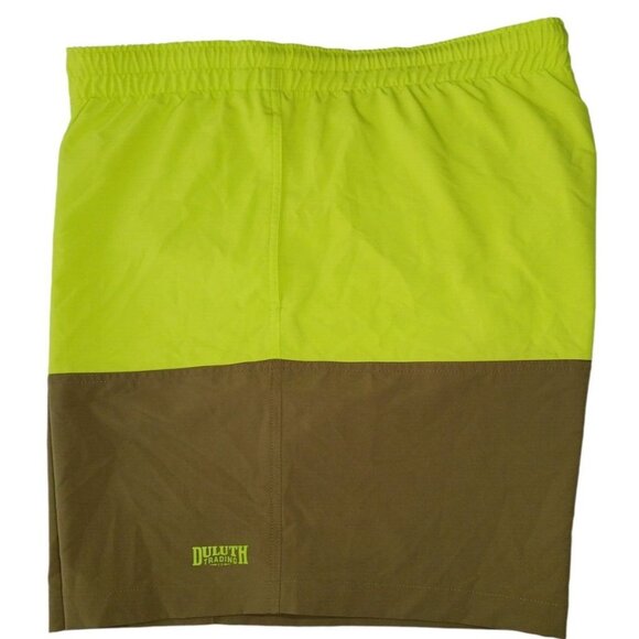Duluth Trading Pier Genius Swim Trunks 3XL XXXL Yellow Tan Colorblock Lined - Picture 4 of 11
